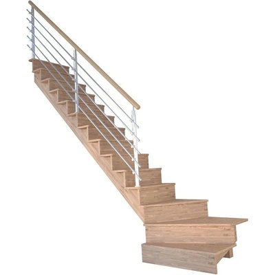 StarWood Schody Lindos dubové levé 100cm uzavřené design. nerez. zábradlí