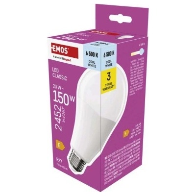 EMOS LED žiarovka Classic A80 E27 20 W 150 W 2452 lm Studená biela ZQ5E84