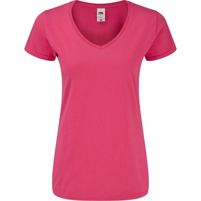 Fruit of the Loom Дамска тениска с v-образно деколте fruit of the loom lady-fit iconic 150 - фуксия xxl (16144431005)