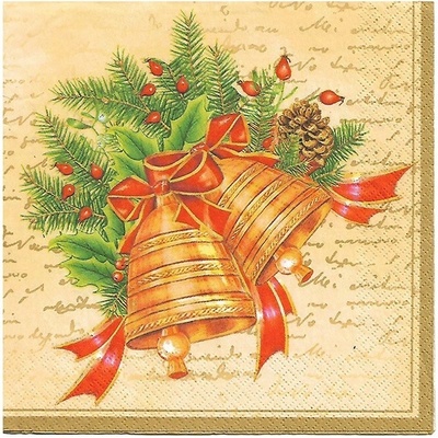 DAISY SDGW 02201 Christams Bells Cream servítky 3V vianočné 20ks 33x33cm