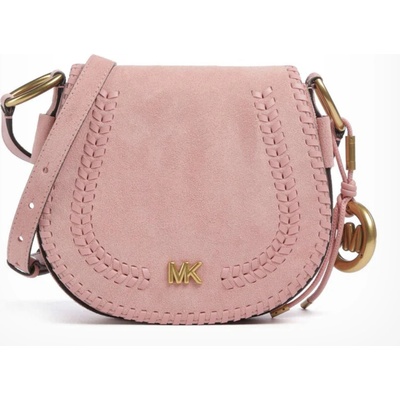 Michael Kors crossbody kabelka Josie z broušené kůže růžová