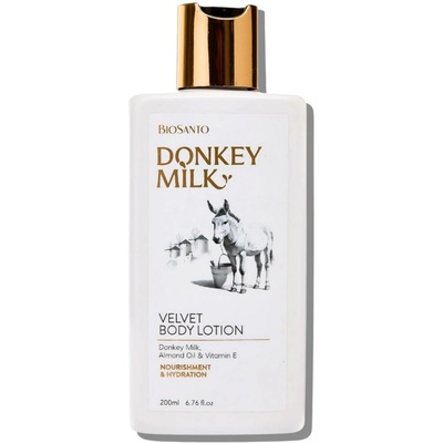 Biosanto Donkey Velvet Tělové mléko s oslím mlékem a mandlovým olejem 200 ml