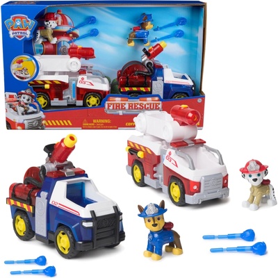 Paw Patrol hasiči figurky Chase a Marshall s vozidly a vodními střelami