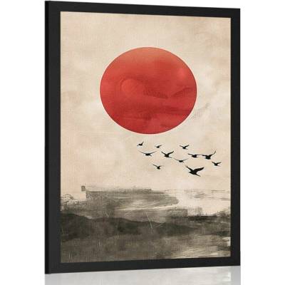 Plakát japandi kouzlo červeného měsíce - 40x60 white
