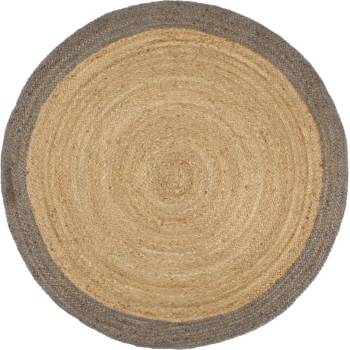 vidaXL Ръчно тъкан килим от юта, сив кант, 240 см (343604)