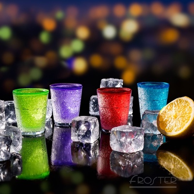 Sklenice na vodku Froster vícebarevné 4 x 50 ml