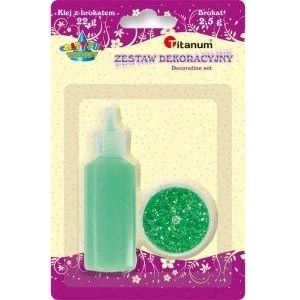 TITANUM Glue with glitter neon green in a slotch