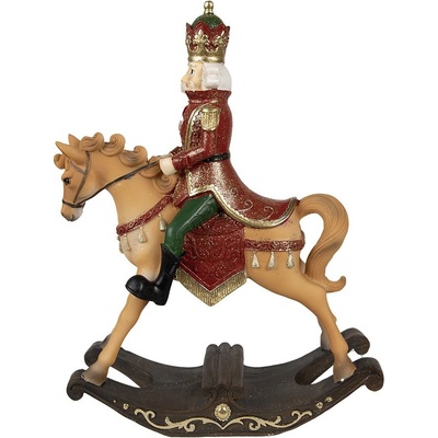 Vánoční dekorace Louskáček na houpacím koníkovi antik - 22*9*29 cm