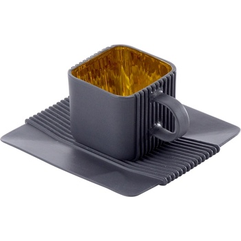 Ćmielów Design Studio Чаша за кафе и чай System с чинийка антрацитено-позлатена (8002970G2CD34)