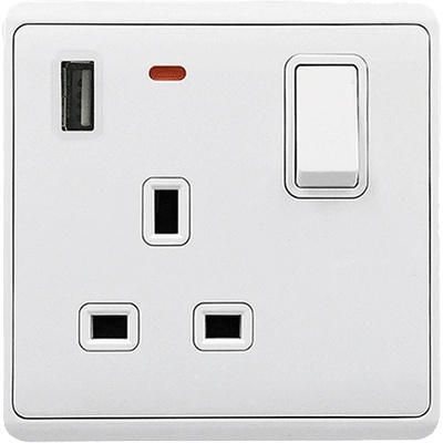 ELMARK London ЕД. КОНТАКТ С 2Р СВ. КЛЮЧ + usb БЯЛ (190887/wh)