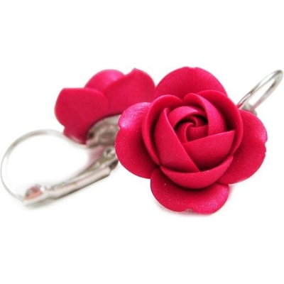 Troli Rubínové trblietavé visiace náušnice kvietky stO1559