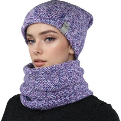 Biju dámský zimní set čepice a tunel Mark melír fialové a modré 7100331-19