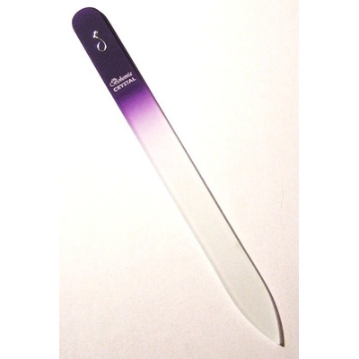 Bohemia Crystal pilník na nechty sklenený s potiskom 140 mm fialový