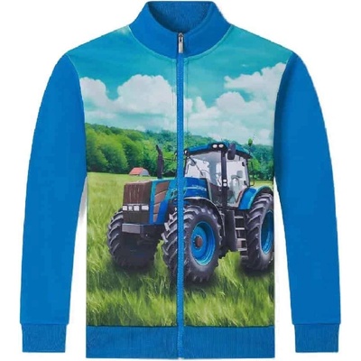 ZATEPLENÁ DĚTSKÁ MIKINA NA ZIP S TRAKTOREM NOVINKA Tyrkysová – Zboží Dáma