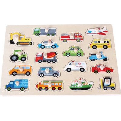 Lelin Дървен пъзел с дръжки Lelin - Превозни средства (L20075)