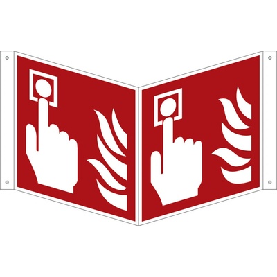 Značka Požiarny alarm, ISO 7010, plast, fotoluminiscenčná, 200 x 200 mm, 5 ks