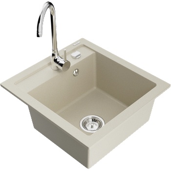 Mexen Vito гранитна мивка с 1 отделение и кухненски смесител Telma, бежов - 6503-69-670200-00 (6503-69-670200-00)