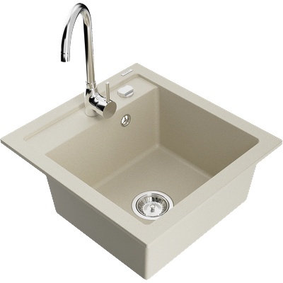 Mexen Vito гранитна мивка с 1 отделение и кухненски смесител Telma, бежов - 6503-69-670200-00 (6503-69-670200-00)