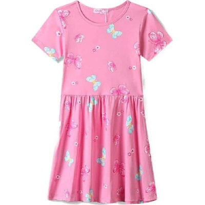 BAVLNĚNÉ DÍVČÍ ŠATY S MOTÝLKY KUGO NOVINKA Růžová – Zbozi.Blesk.cz