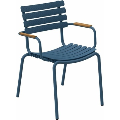 HOUE ReClips s bambusovými područkami Modrá plastová zahradní židle