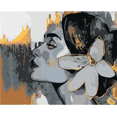 zuty Malování Podle Čísel Žena Na Šedém Pozadí Se Zlatými Prvky 2 80 x 100 Cm Plátno