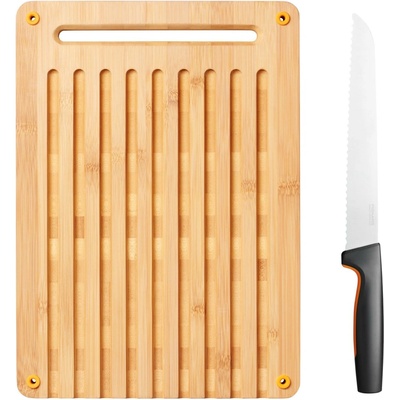 Fiskars Functional Form Bambusová doska 36 x 29,7 cm na chlieb a nôž na chlieb 1057551