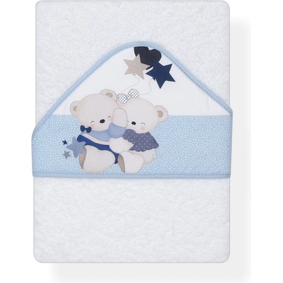 Interbaby OSUŠKA froté 100x100 MEDVEDÍK SPINKÁ bielo-modrá