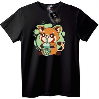 NOONEBRAND Тениска Сладка Червена Панда Bubble Tea - 6XL, Black