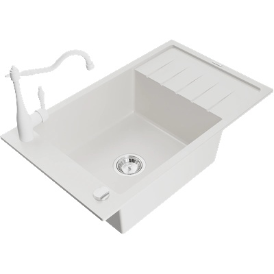 Mexen Elias гранитна мивка с 1 отделение с плотове и кухненски смесител (6511-20-670700-20)