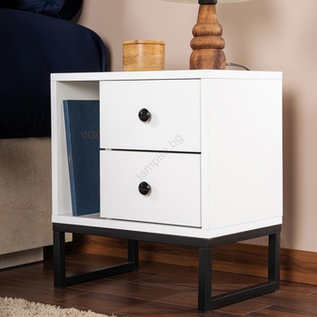 ASIR GROUP Нощно шкафче GLIMMER 50x45, 2 см бял/черен (AS2079)