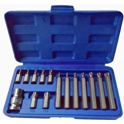 TRIUMF Sada bitov Torx 5-cípy vŕtaný, 10 mm driek, 15-dielna s adaptérom.