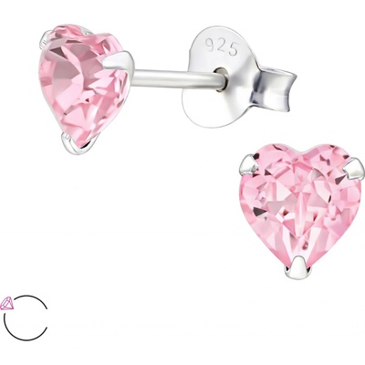 Olivie Russo strieborné náušnice srdce Swarovski light 3204
