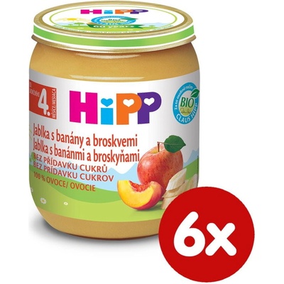 Hipp Bio Jablka s banány a broskvemi 6 x 125 g – Zboží Mobilmania