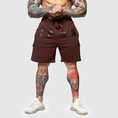 Iron Aesthetics Teplákové kraťasy College hnedé