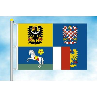 LIBEA, s.r.o. Vlajka Moravskoslezského kraje Rozměr: 40×60 cm, Uchycení: Karabiny na stožár