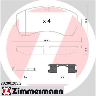 ZIMMERMANN Sada brzdových platničiek kotúčovej brzdy 292002052