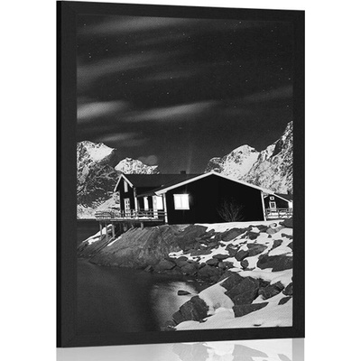 Plakát země v Norsku v černobílém provedení - 40x60 white