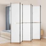 vidaXL Параван за стая, 6 панела, бял, 300x220 см, текстил (350254)