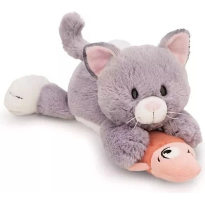 NICI Ници: Сива плюшена котка и риба, легнала - 30 см (62153)