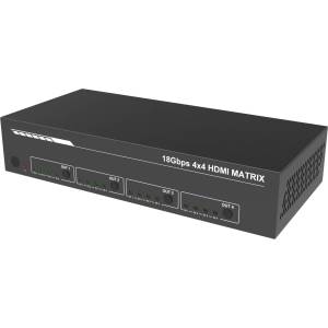 EVOCONNECT Матричен комутатор HDMI 2.0 4x4 с аудио екстрактор, RS232/TCP IP, с дистанционно управление (HDCVT-HDP-MXB44P)