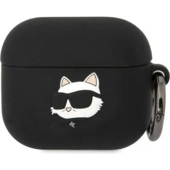 Karl Lagerfeld Кейс Karl Lagerfeld KLA3RUNCHK за AirPods 3, черен / черен, Silicone Choupette Head 3D (KF001470-0)