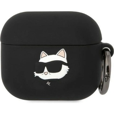 Karl Lagerfeld Кейс Karl Lagerfeld KLA3RUNCHK за AirPods 3, черен / черен, Silicone Choupette Head 3D (KF001470-0)