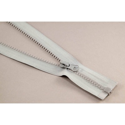 Deliteľný kostený zips - dĺžka (30 - 95 cm) - rôzne farby 60 cm svetlo šedá s okrúhlym jazdcom