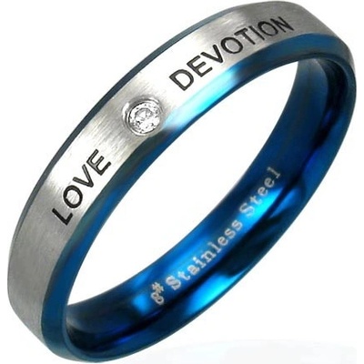 Šperky eshop ocelový prsten LOVE DEVOTION se zirkonem K11.10