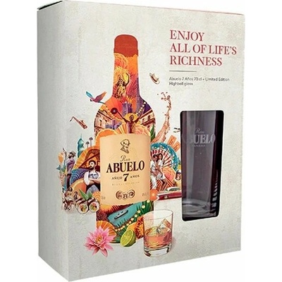 Ron Abuelo Aňejo 7y 37,5% 0,7 l (dárkové balení 1 sklenice)