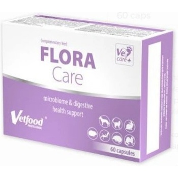 VetFood Flora Care - хранителна добавка при остра диария, причинена от вируси, бактерии или паразити за кучета, котки и дребни животни, 60 капсули - Полша