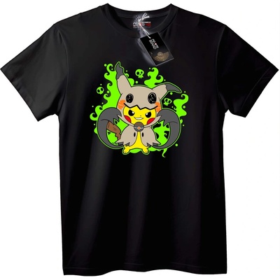 NOONEBRAND Тениска Пикачу Еви Сливане - 4XL, Black