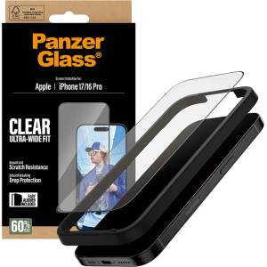 Panzer - Ултраширок протектор за екран с EasyAligner - iPhone 17 / iPhone 16 Pro - Черен