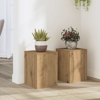 vidaXL Стойки за растения 2 бр дъб артизан 25x25x35 см инженерно дърво (852914)