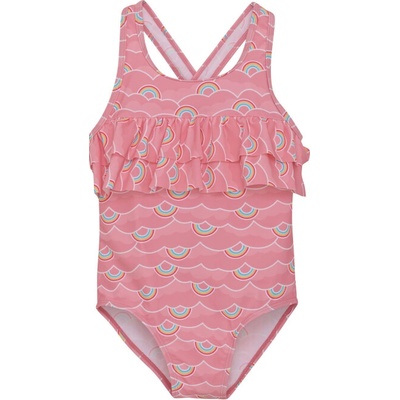 Color Kids-Swimsuit W. frills AOP-5039-Plumeria Ružová